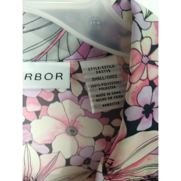 Sag Harbor Purple Floral V Neck Button Semi Sheer Blouse. Size S - Picture 7 of 9